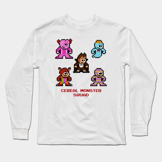 Cereal Monster Squad 8bit Pixel Art Long Sleeve T-Shirt by 8-BitHero